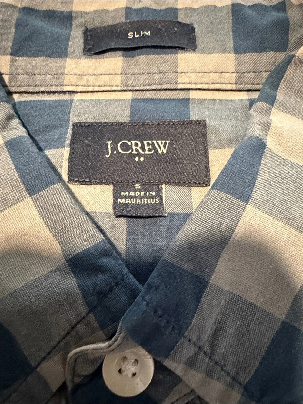 J. Crew Men's Blue & White Check Button-Down Shirt
